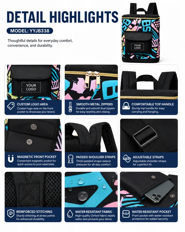 YYJB338 printed mommy backpack product poster 8