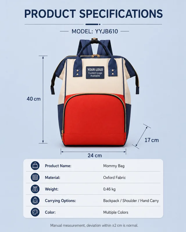 YYJB610 Oxford Mommy Backpack product image 8