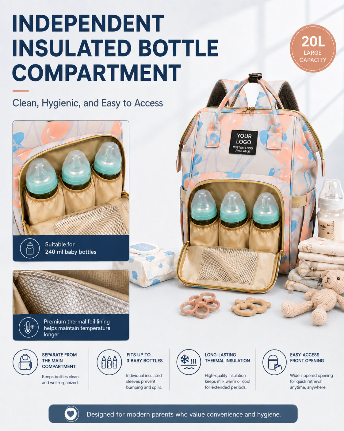 YYJB3033 Nylon Diaper Backpack product image 1