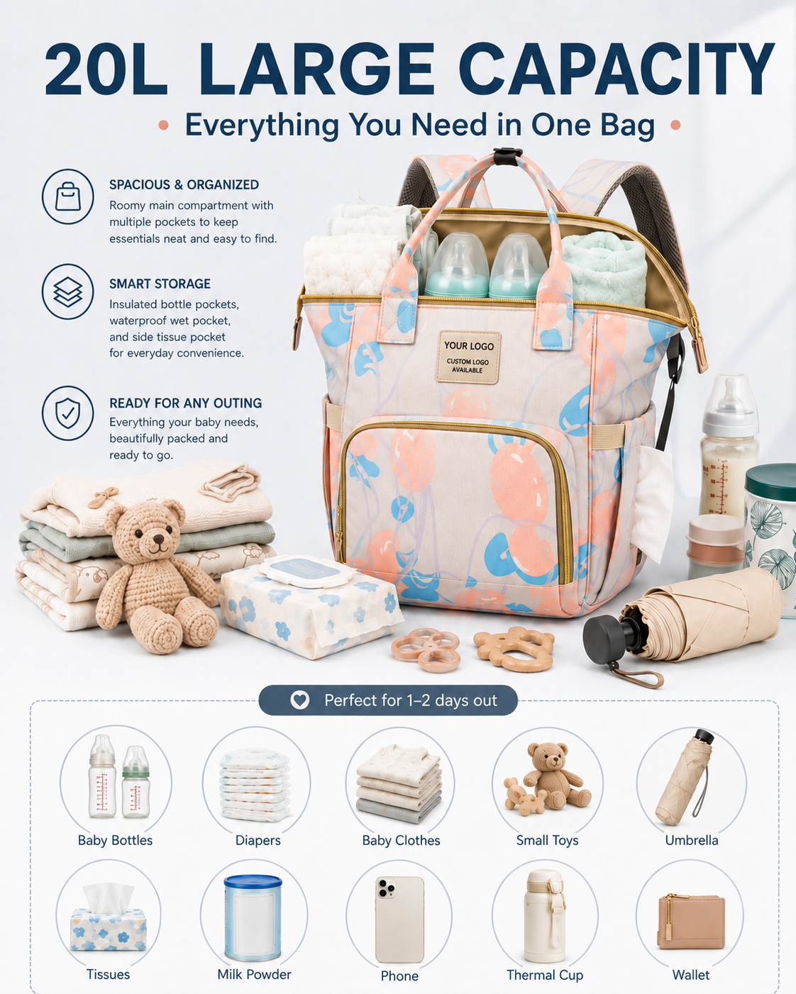 YYJB3033 Nylon Diaper Backpack product image 2