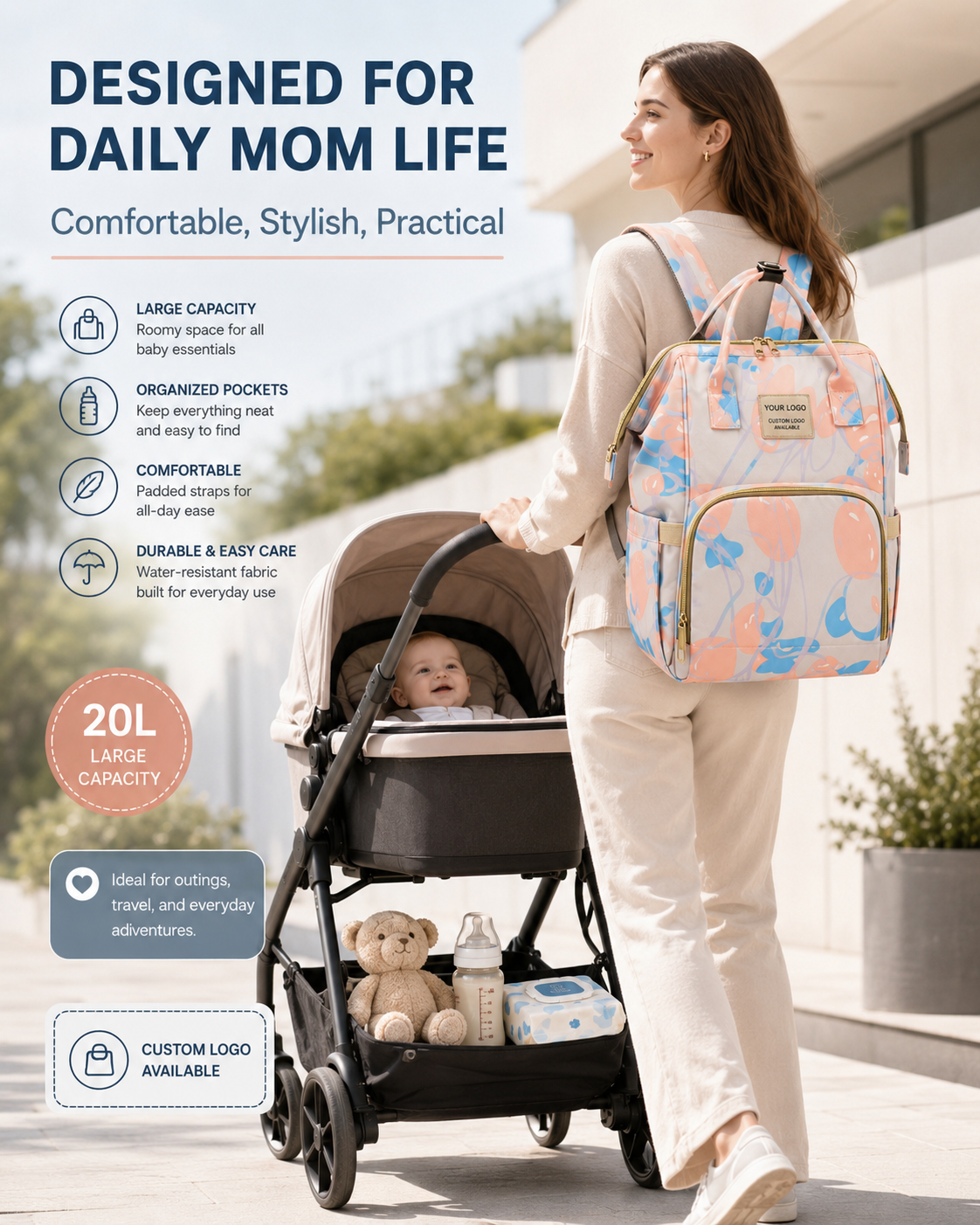 YYJB3033 Nylon Diaper Backpack product image 5