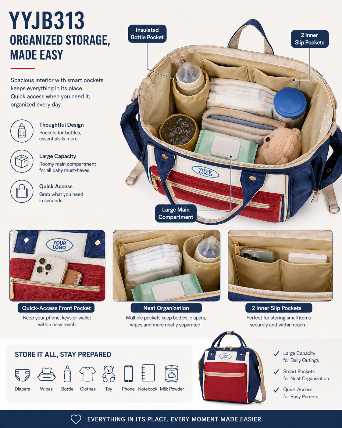 YYJB313 convertible diaper bag product poster 1