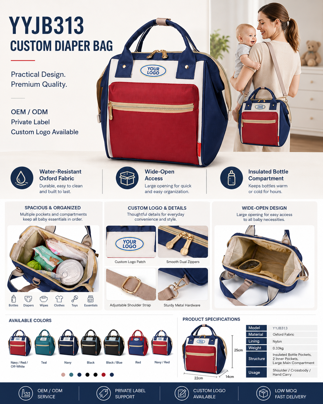YYJB313 convertible diaper bag product poster 5