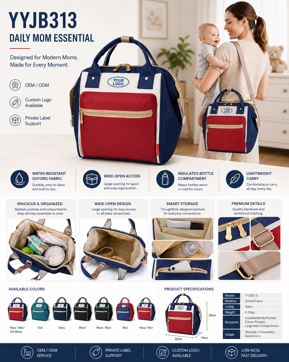 YYJB313 convertible diaper bag product poster 6