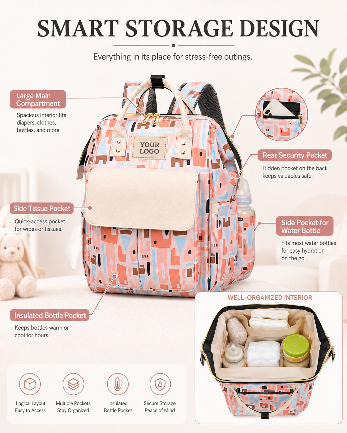 YYJB330-2 printed nylon diaper backpack product poster 3
