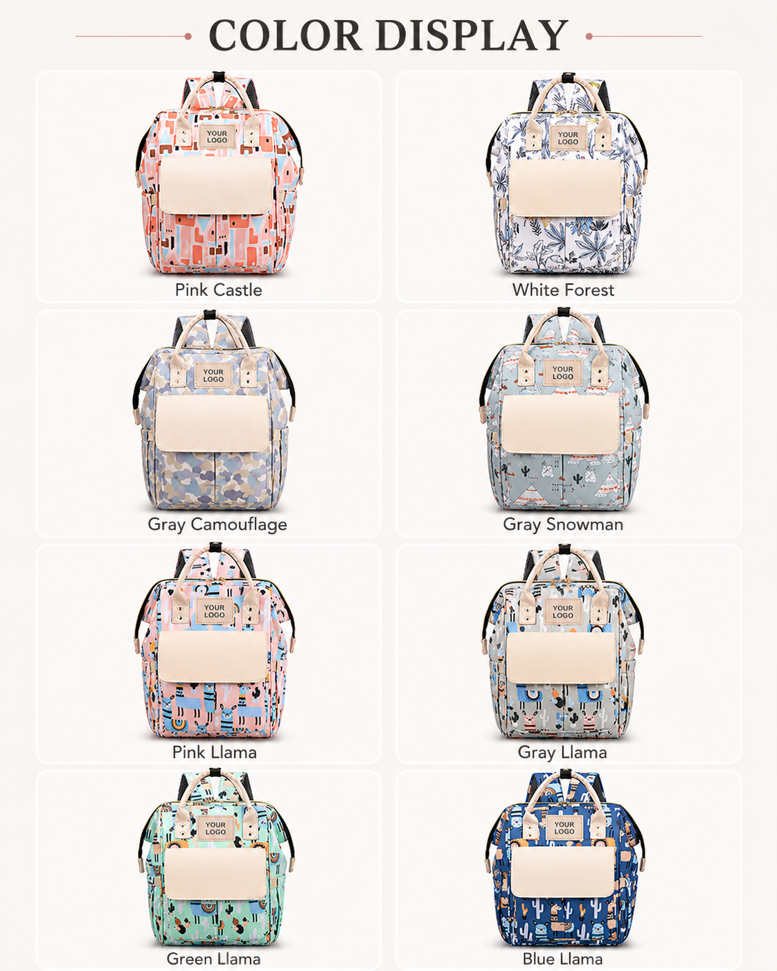 YYJB330-2 printed nylon diaper backpack product poster 8