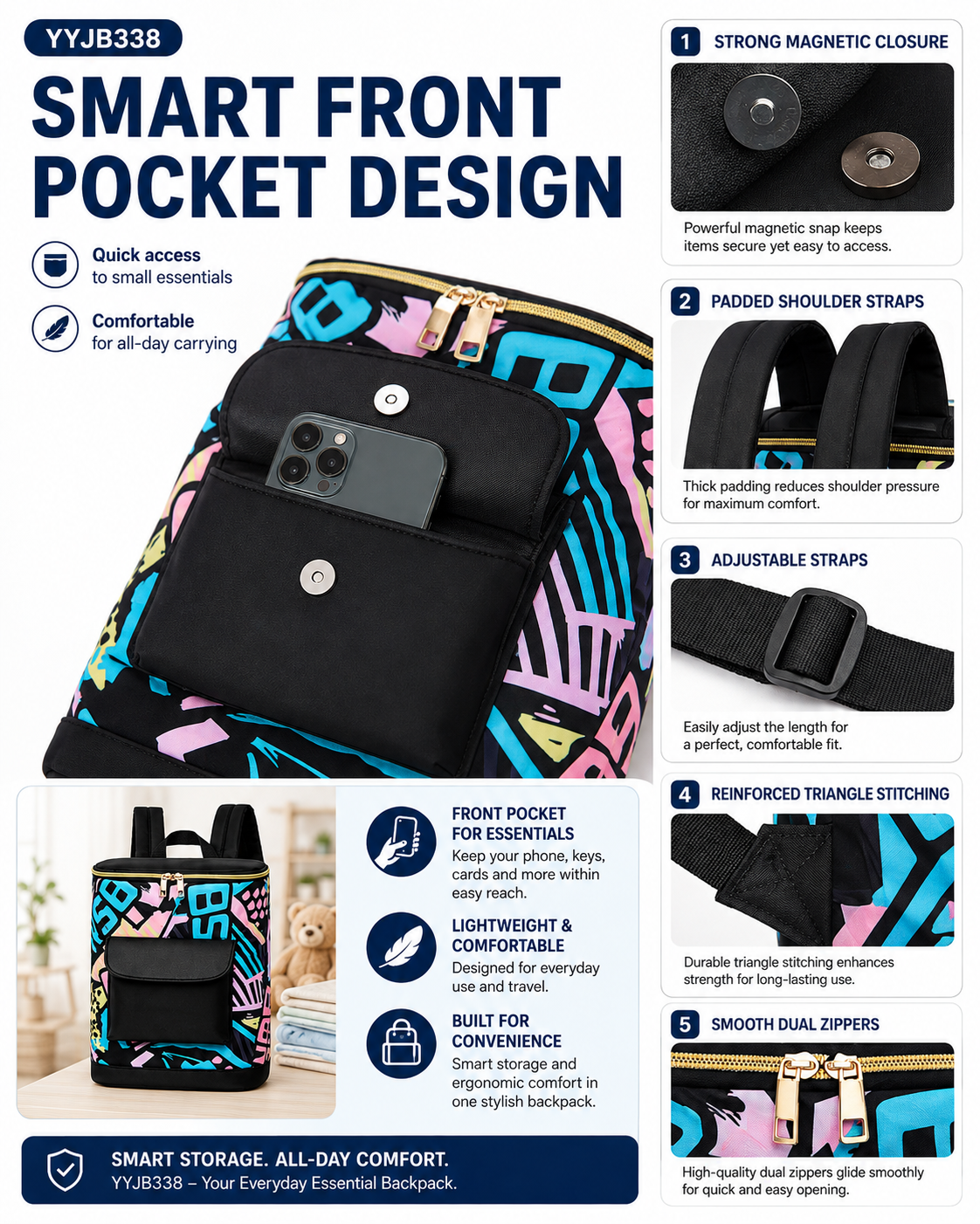 YYJB338 printed mommy backpack product poster 6