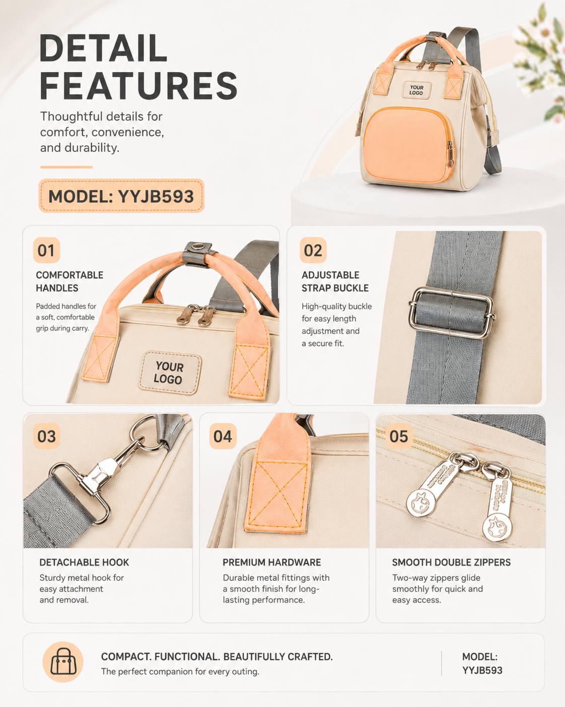 YYJB593 Compact Mommy Backpack product image 4