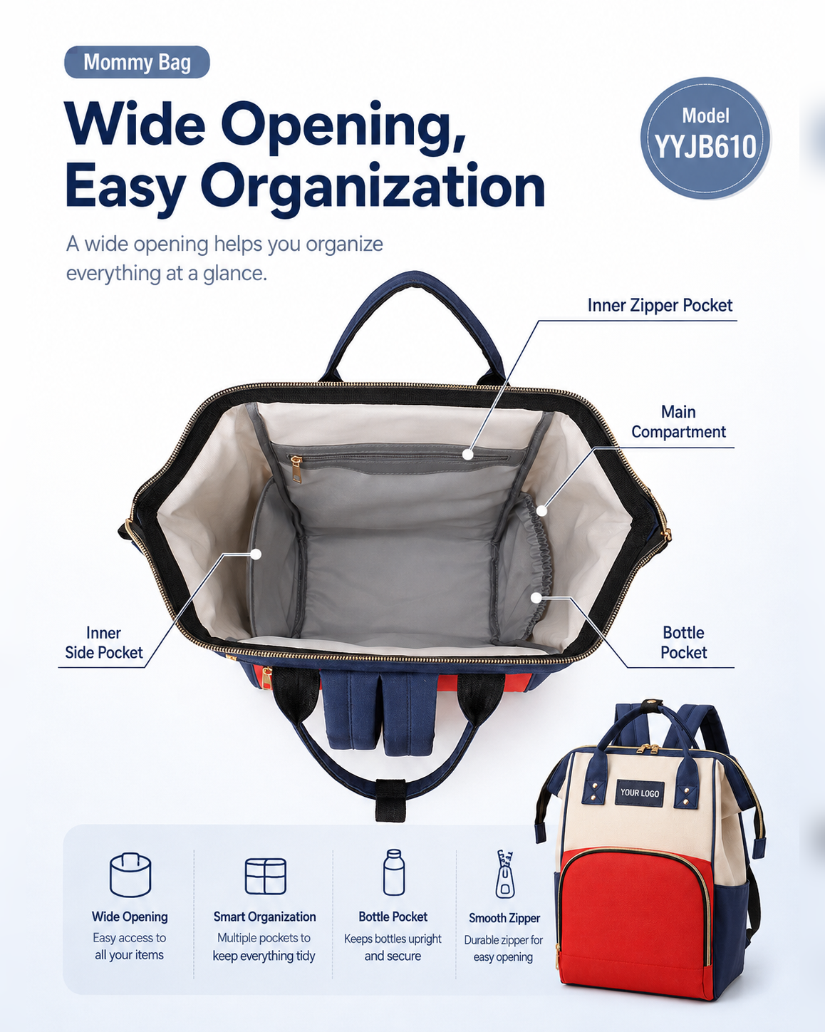 YYJB610 Oxford Mommy Backpack product image 3